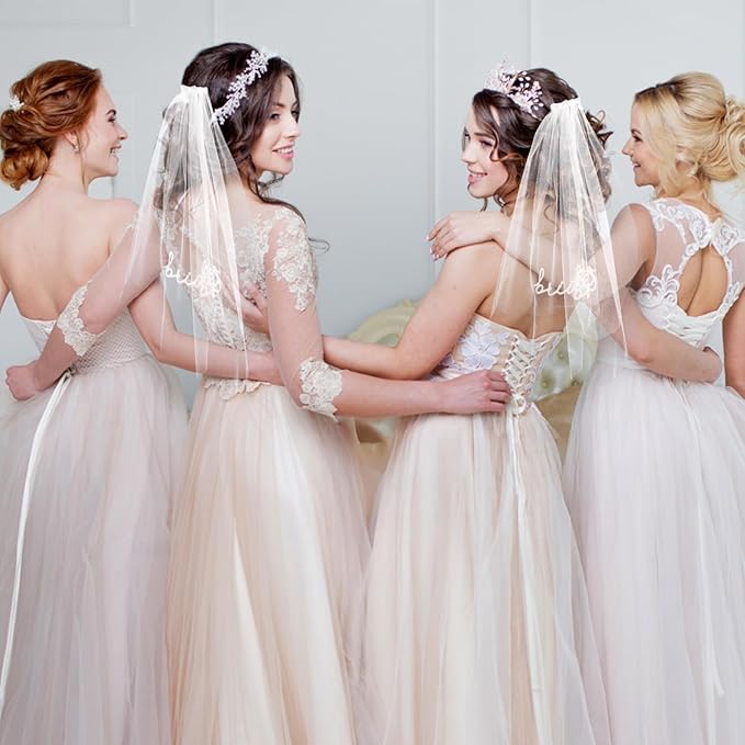 Bride To Be Embroidered Veil, Bride Veil for Bachelorette Party White Veils for Brides Accessories for Bridal Showers Favor
