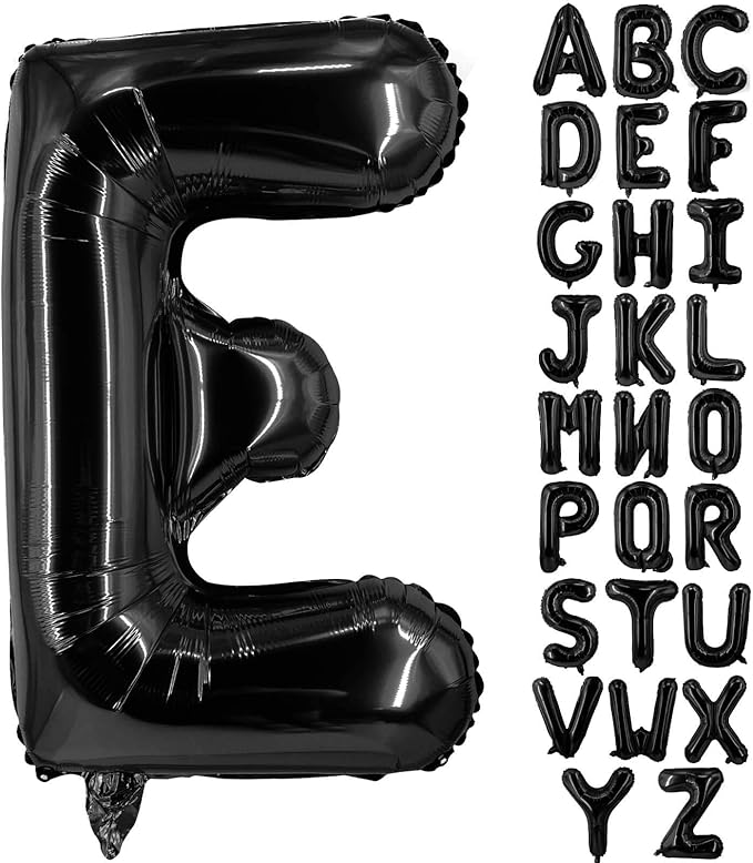 Lovoir 40 Inch Large Black Letter E Balloons Big Size Jumbo Mylar Foil Helium Balloon for Birthday Party Celebration Decorations Alphabet Black E