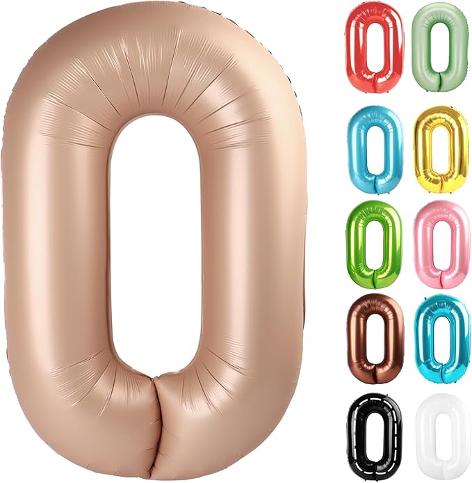Light Brown Number 0 Balloon 40 Inch, 0 Balloon Numberfor 10th 20th 30th 40th 50th 60th Birthday Decorations, Light Brown Party Supplies for Men Women
