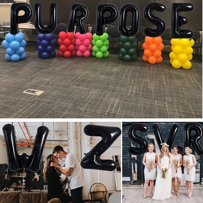 TONIFUL 40 Inch Large Black M Letter Balloon - Jumbo Helium Foil Mylar Big Alphabet for 2026 New Year Eve Graduation Wedding Baby Shower Birthday Party Anniversary Supplies Decorations