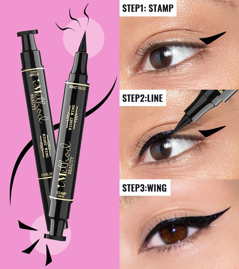 iMethod Winged Eyeliner Stamp - 2 Pens, Perfect Wing Cat Eye Liner, Waterproof & Smudge-proof, 10 mm