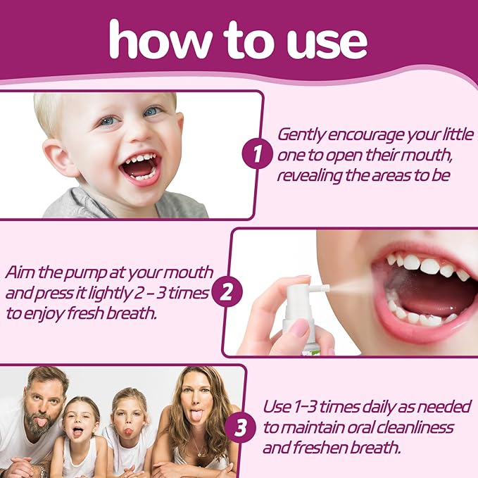 PEGO Kids Oral Spray - Fresh Breath for Children & Toddlers, Fruit-Flavored Oral Care Spray, Easy to Use, Perfect for Home & Travel for Baby's Daily Oral Care (1Pack, Grape)