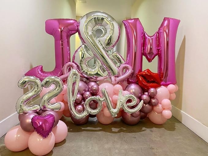 40 Inch Large Hot Pink Letter F Balloons Alphabet F Letter Balloons Foil Mylar Letter A Balloons for Birthday Party Anniversary New Year Graduation Wedding