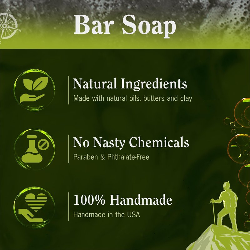 CompassSoap Natural Bar Soap for Women & Men | Skin-Friendly, Hand Made Soap Bar Gift Set | Best Exfoliating and Cleansing Bar Soap for Men & Women | 5 Oz. Variety Pack of 5
