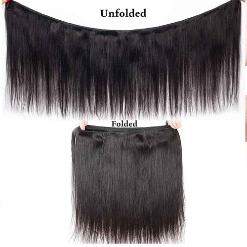 Straight Bundles Human Hair 18 20 22 24 Inch 100% Unprocessed Brazilian Virgin Hair 4 Bundles Human Hair Trippy Hair Weave Bundle Extension for Black Women Natural Color