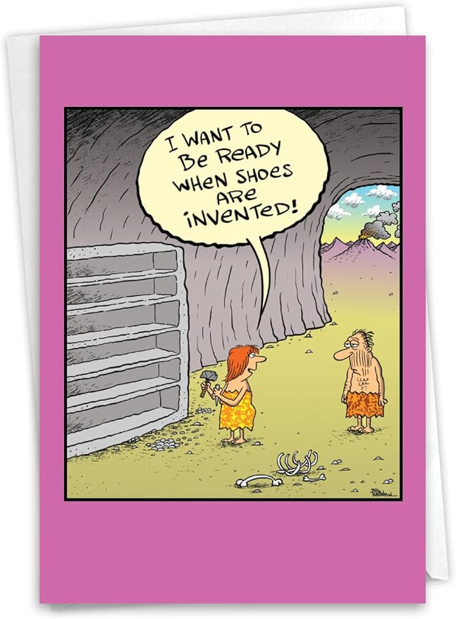 NobleWorks - 1 Funny Birthday Greeting Card w/ 5 x 7 Envelope For Men, Women - Bday Early Shoe Shelf C10654BDG