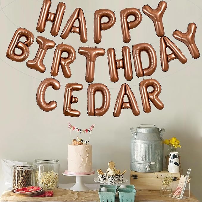 TONIFUL 65 Pcs 16 Inch Brown Happy Birthday Balloons and 2 Sets A-Z Foil Letters Balloons DIY Personalized Phrase Banner for Birthday Celebration Halloween Thanksgiving Christmas Party Decorations