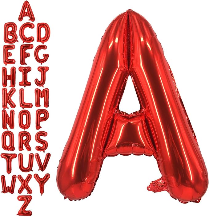 40 Inch Red Letter A Balloons, DIY Phrase Foil Alphabet Letter A Balloons DIY Word A Banner for Birthday Anniversary Celebration Graduation Party Supplies Decoration