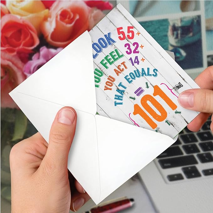 NobleWorks - Milestone Birthday Greeting Card with Envelope (4.63 x 6.75 Inch) - Age Equation-101 C2462MBG