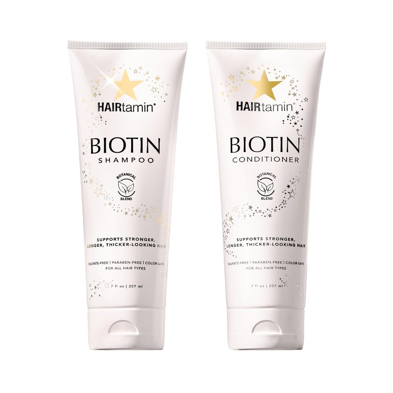 HAIRtamin Shampoo and Conditioner Set - Paraben & Sulfate Free, Volumizing & Moisturizing, Natural Biotin Shampoos and Conditioners, Gentle Moisturizer on Curly & Color Treated Hair