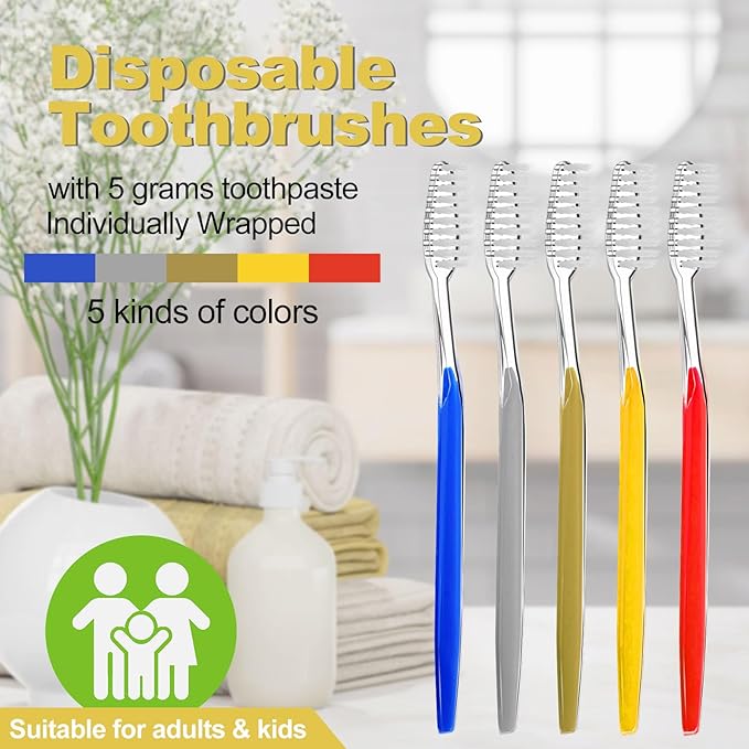 100 Pack Disposable Toothbrushes with Toothpaste and Comb for Homeless Individually Wrapped-Suitable for Hotel,Air Bnb,Shelter/Homeless/Nursing Home/Charity 1