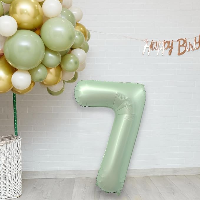 40 Inch Olive Green Large Number Balloons 0-9, Number 7 Balloons Foil Mylar Big Number Balloons, Helium Number Balloons Decorations For Birthday, Anniversary Events, Wedding Party