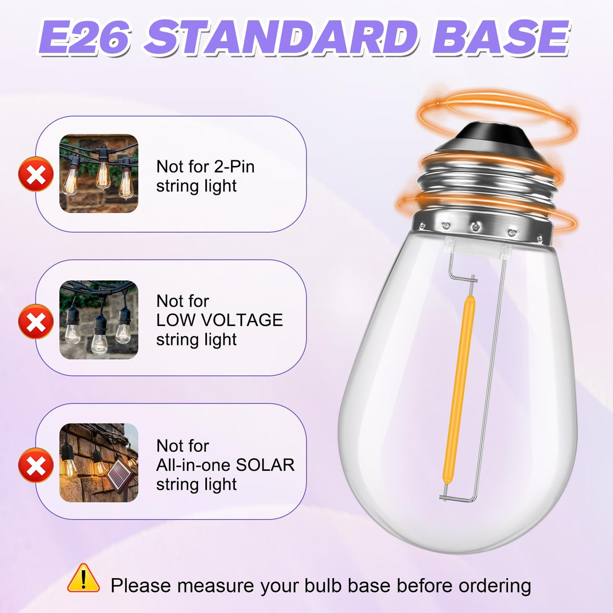 GvvooHome 24 Pack Shatterproof S14 LED Replacement Bulbs for Outdoor String Lights, 1W Equivalent to 11W Incandescent Bulb, Soft White 2200K, Dimmable, E26 Regular Medium Screw Base