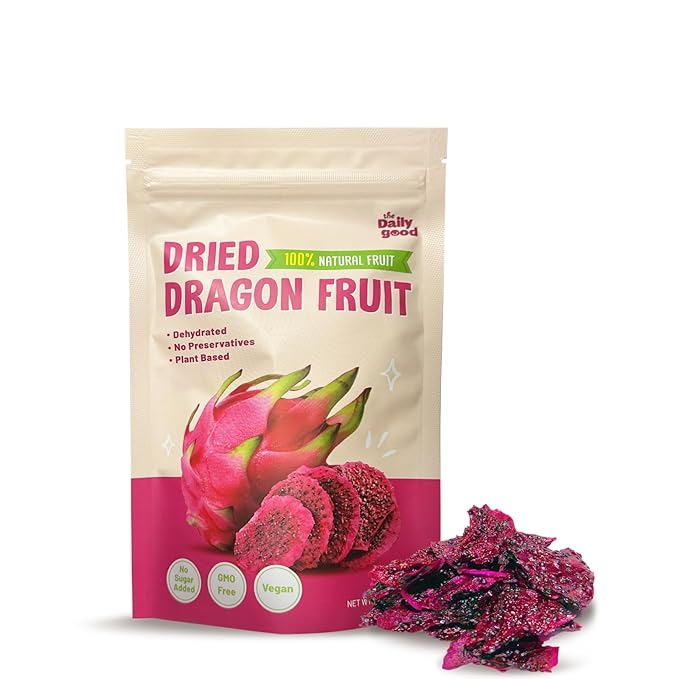 The Daily Good Soft-Dried Dragon Fruit Slices | All Natural Superfood Snacks for Adults & Kids | Healthy, Soft and Chewy | No Sugar Added or Preservatives, Gluten Free, Vegan (1.41 oz, Pack of 1)