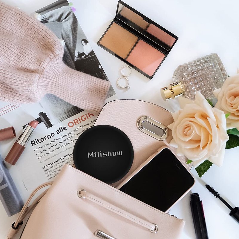 Milishow Compact Mirror with LED Light,1x/10x Magnifying Rechargeable Mirror,3.5in, Dimmable Travel Mirror for Purse,Pocket,Handheld 2-Sided Makeup Mirror