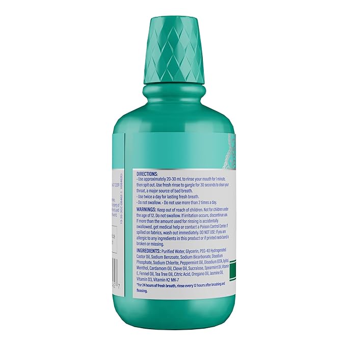GuruNanda Fresh Breath Mouthwash, ADA-Accepted, Alcohol & Fluoride-Free, Sodium Chlorite, Essential Oils & Vitamins, 12-Hrs Fresh Breath, Wild Mint, 3 oz (Pack of 2)