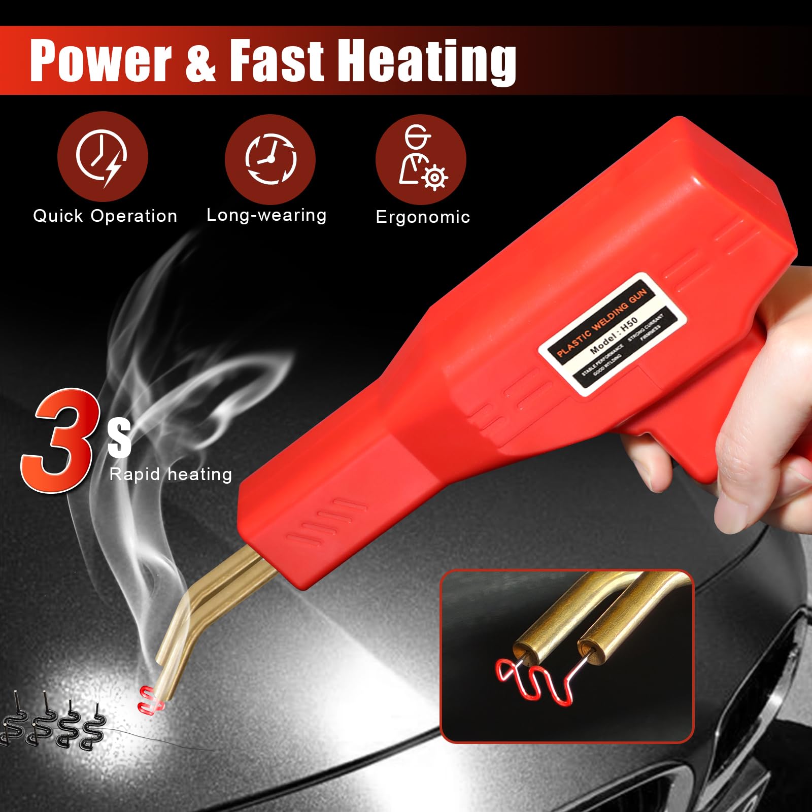 ATOLS Upgraded Plastic Welder, 1000PCS Staples, Pure Copper Transformer, Rapid Heating, Plastic Welding Kit, Hot Stapler Kit, Plastic Welder Gun Kit, Car Bumper Repair Kit, Plastic Repair Kit