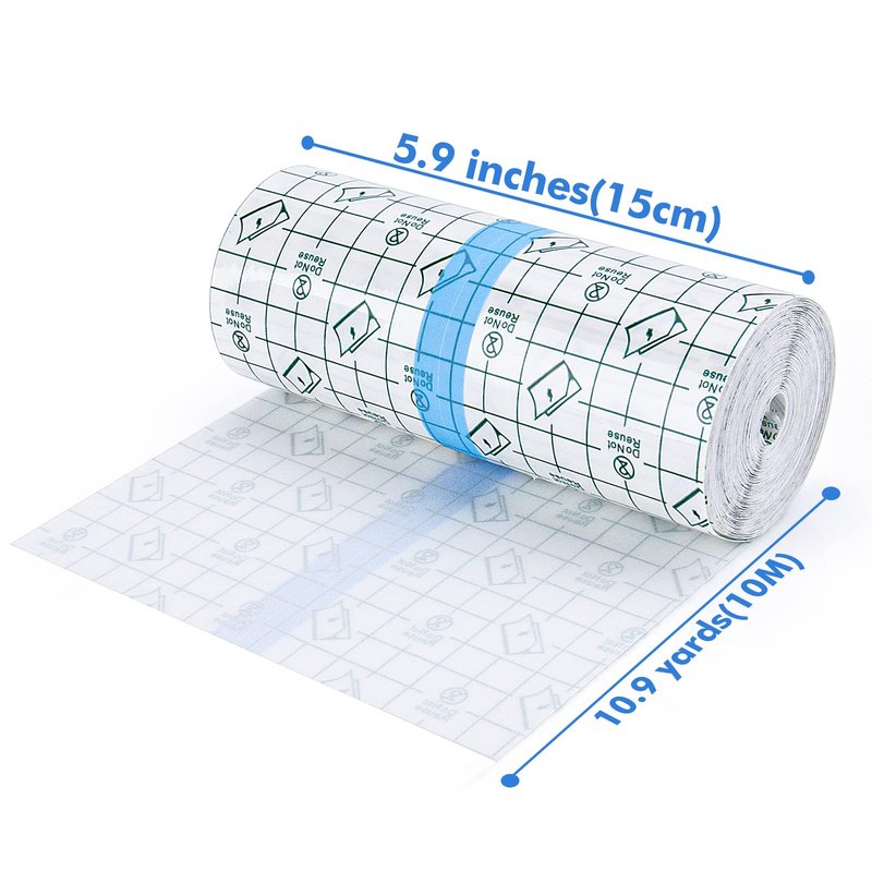Tattoo Aftercare Waterproof Bandage (9.84 in x 10.9 Yd Roll) Second Skin Wound Healing Protective Skin Adhesive Bandages Transparent Dressing Bandages Tattoo Supplies