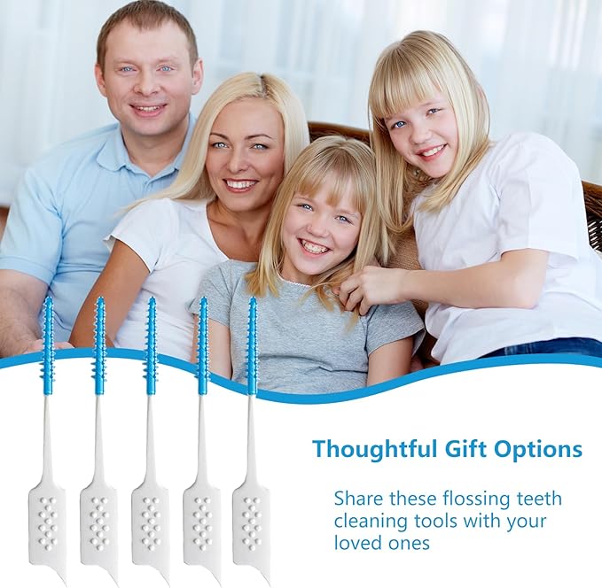 Dental Floss Picks Soft Silicone interdental Brush, Braces Brush, Floss Picks for Teeth, Disposable interdental Brush, Suitable for Cleaning Teeth Health (Blue, 160pcs)