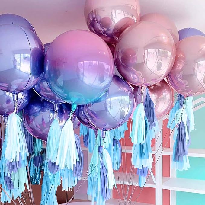 Blue Tissue Paper Tassel DIY Hanging Paper Decorations Party Garland for Parties, Weddings, Festivals, Baby Showers - 20PCS (SKY BLUE 35CM)