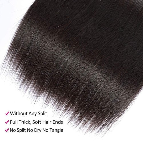 Condescension Brazilian Human Hair Bundles 20 22 24 Inch Straight 3 Bundles Human Hair 100% Unprocessed Remy Brazilian Virgin Weave Hair Natural Black for Women