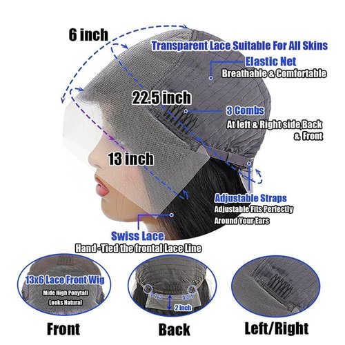 VIPbeauty 13x6 Lace Front Wigs Human Hair Pre Plucked 180 Density Straight HD Transparent Glueless Wigs Human Hair 13x6 Straight Lace Frontal Wigs Human Hair Wigs for Women 18 Inch