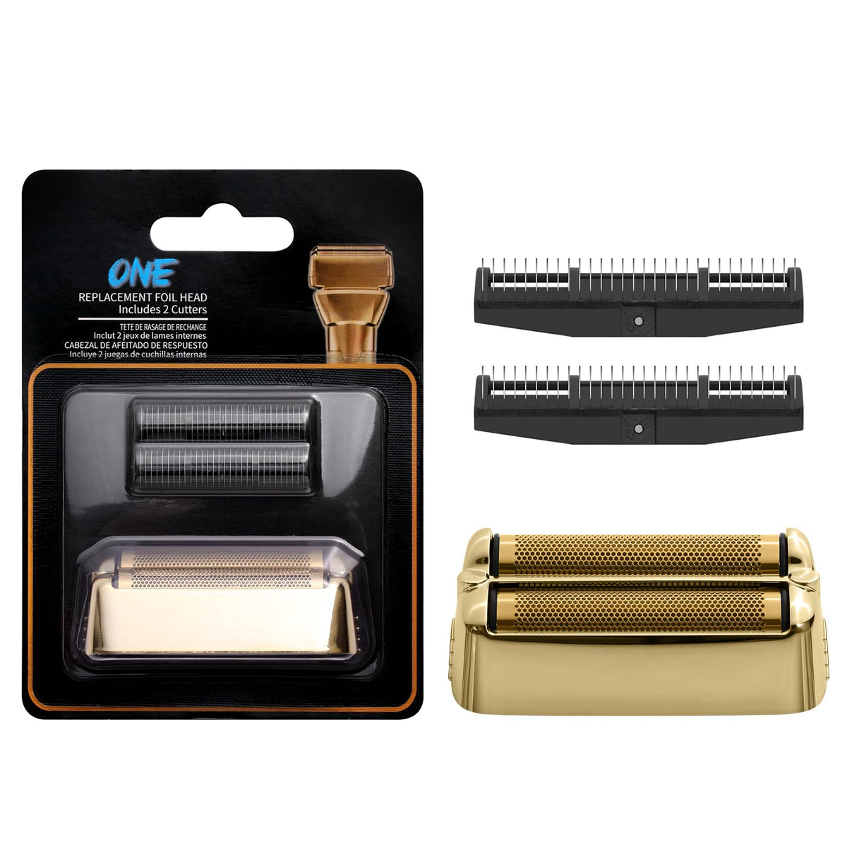 FX79RF2G Replacement Foil and Cutters for BaBylissPRO FXONE Double Foil Stick Shaver, Hypoallergenic Extra-close Shaver Replacement Head, Gold