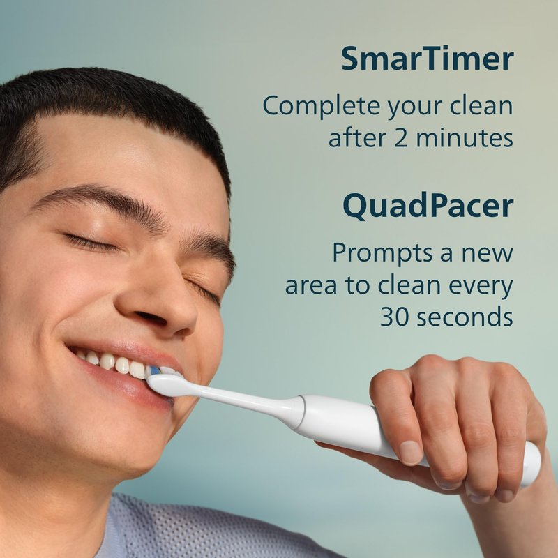 Philips Sonicare 2100 Series Electric Toothbrush - Sonic Toothbrush with Advanced Sonic Technology, Two Intensity Settings, Smartimer & Quadpacer, White, Model HX3661/04