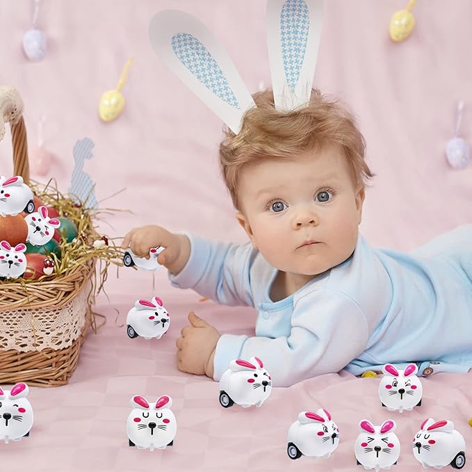30 PCS Easter Rabbit Toy Cars,Rabbit Toys Pull Back Cars,Mini Bunny Toys for Easter Basket Stuffers,Easter Egg Stuffers,Party Favors,Classroom Prizes,Birthday Gifts,Kids,Girls,Boys