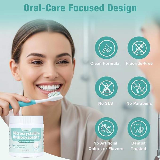 Microcrystalline Hydroxyapatite Powder for Teeth, MCHA Tooth Powder Additive for Daily Dental Care, Supports Enamel Care & Gentle Whitening, DIY Fine Tooth Powder Additive for Daily Brushing 30g