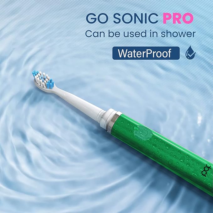 Pop Sonic Ultimate Pro Rechargeable Toothbrush (Green) - 40,000 Strokes/Min - Dupont Nylon Bristles - Teens & Adults with Quadrant Pacer & Timer