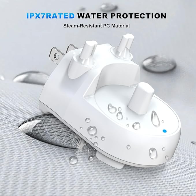 Charger for Oral-B Electric Toothbrush, Compatible with Oral-B io4/io5/io6, Genius 8000/9000, Pro 1000/2000/3000/5000, 3709/3728/3756 | Direct Plug-in Waterproof Outlet Charger Base Hygienic White