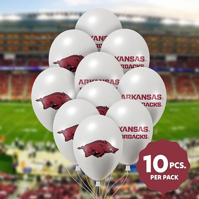 Arkansas Razorbacks Balloons 10 Pack 11" Official Licensed Logos, Helium Quality Latex Balloons, Perfect for College Football Team Celebration, Decorated Front and Back by Westrick