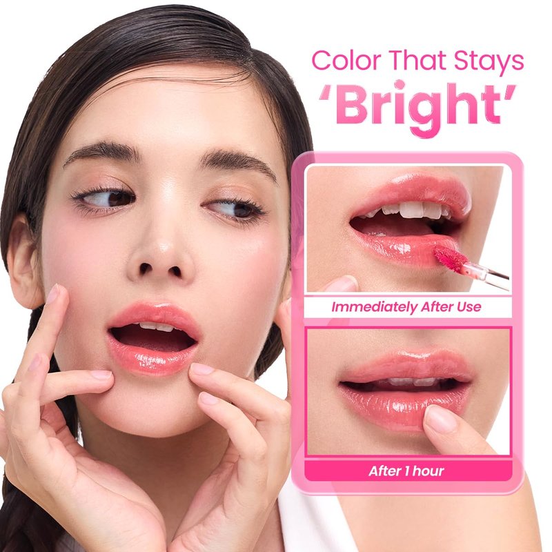 Peripera Mood Glowy Tint | Watery Glow Finish, Buildable Fresh Color, Long-Lasting Stain | Lightweight & Non-Sticky | K-Beauty Lip Tint, Safe for Sensitive Lips (14 ROSY WISH)