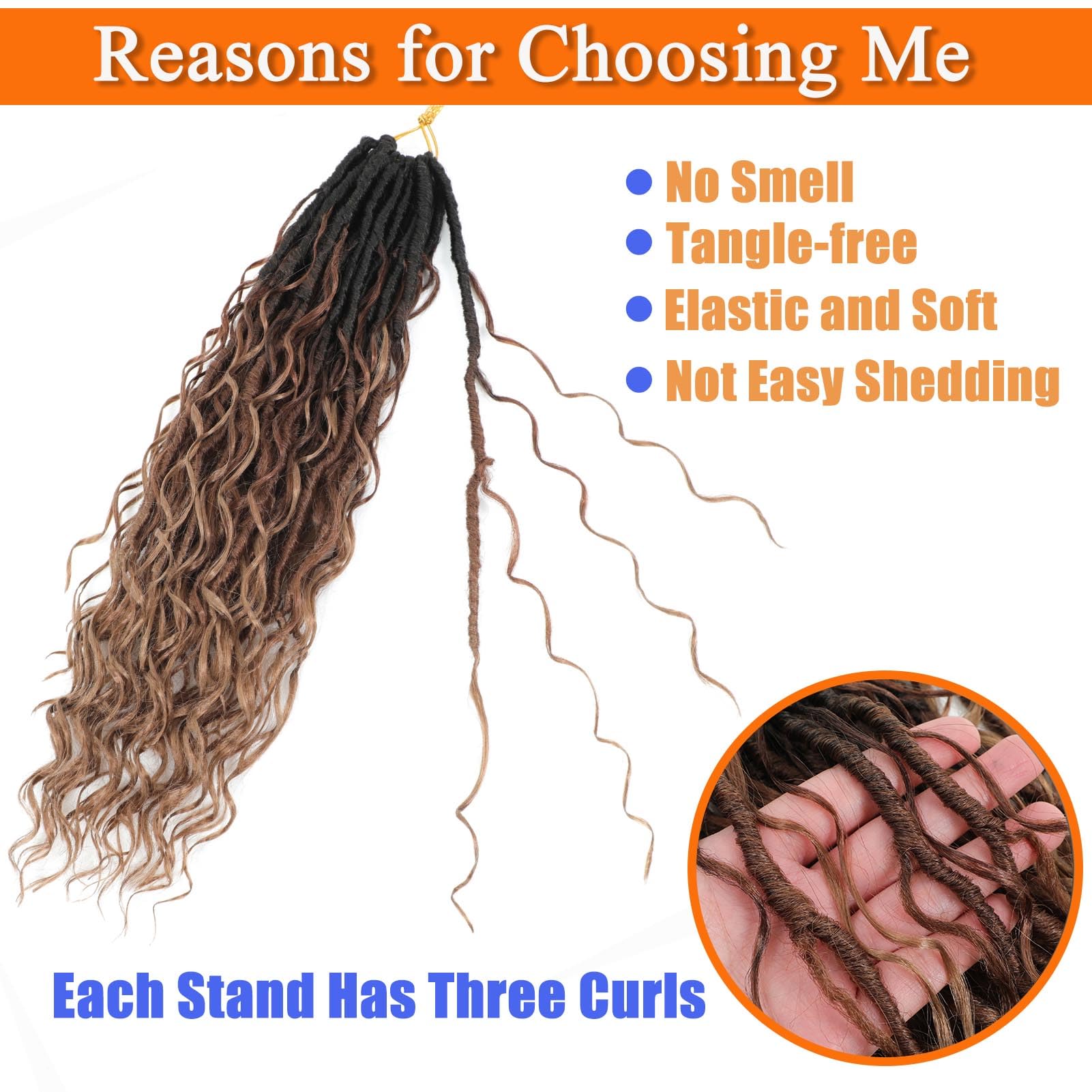 Boho Faux Locs Crochet Hair 24Inch 7Packs Bohemian Goddess Locs Crochet Hair Pre Looped Boho Soft Locs Synthetic Braids Hair Extensions for Women (1b/30/27#, 24 Inch)
