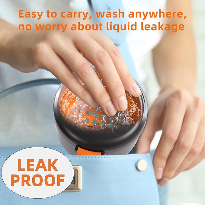 ARGOMAX Leak Proof Retainer Cleaner Case, Denture Cups for Soaking Dentures, Denture Travel Case (Black + Orange).