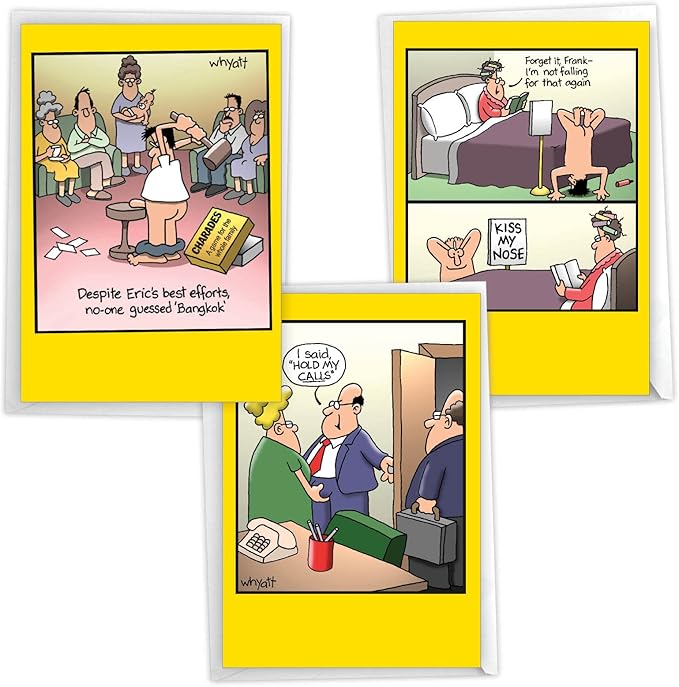 NobleWorks Assortment Pack of 3 Hilarious Birthday Greeting Cards with Envelopes (3 Designs, 1 Each) Whyatt's Have A Ball VC8125BDG-C1x3