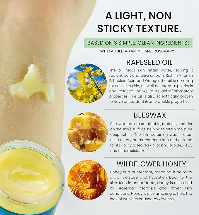 Beesalene Original Unpetroleum - 100% Natural & Hypoallergenic Alternative to Petroleum Jelly - Lips, Hands, Baby, Makeup Remover and More (8 Ounce)
