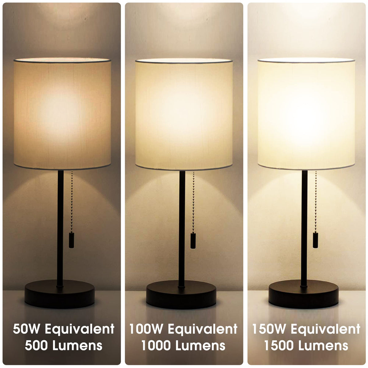 Briignite LED Light Bulbs, 3 Way Light Bulbs 50 100 150W Equivalent, 3 Way Light Bulb, Three Way A19 E26 Medium Base, Warm White 3000K, 600lm-1200lm-1600lm, 4 Pack