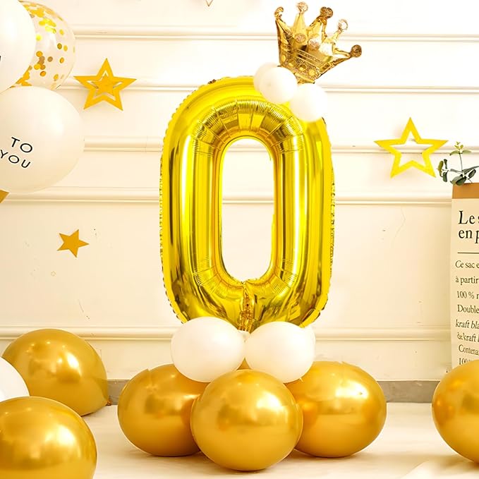 Gold Number Balloons Birthday Balloons - Giant Gold Number 0 Balloon 40 inch, Numbers Balloon Birthday Decorations, Gold Party Supplies for Women Men