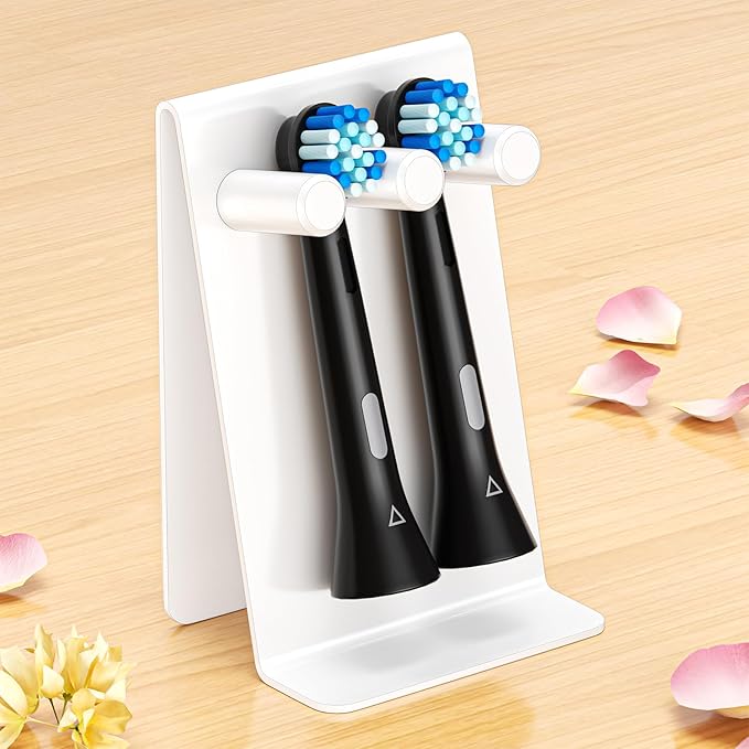 Electric Toothbrush Head Holder, Self Adhesive or Desktop Tooth Brushing Holder, Wall Mounted Toothbrush Holders Shower Bathroom, Tooth Brush Holder Organiser (White, Small)