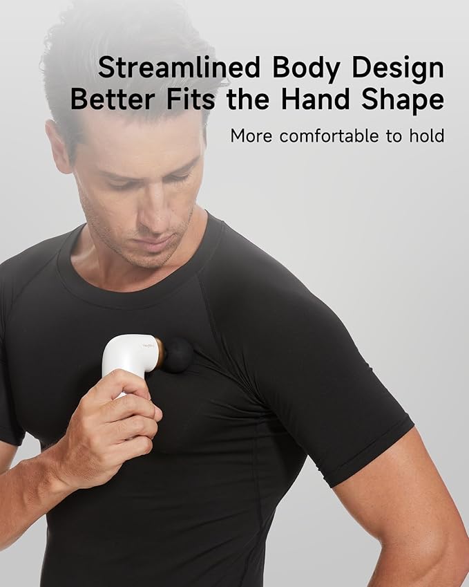 A1 Super Mini Massage Gun, Percussion Deep Tissues Muscle Massager, Compact Sports Travel Massage Gun, Portable Handheld Massager for Office Gifts for Him/Her, Home, Athletes(White)