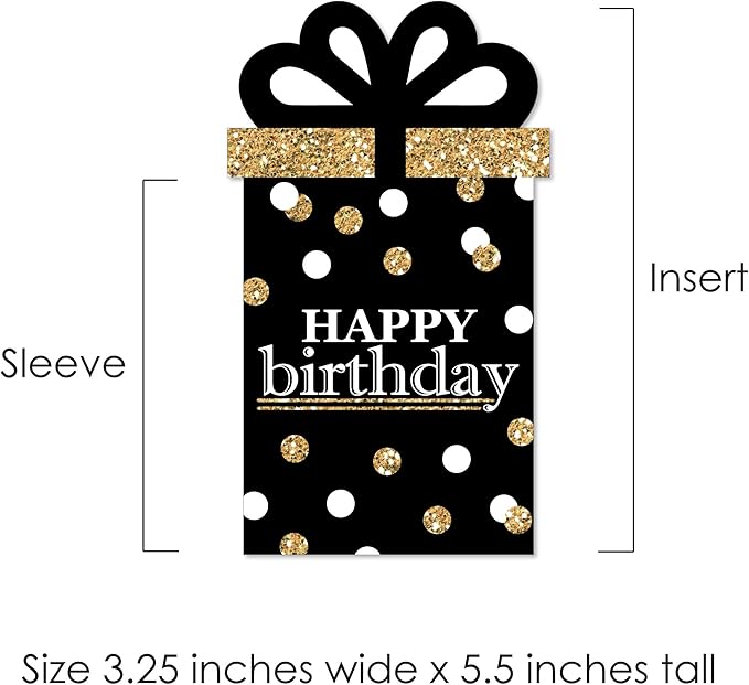 Big Dot of Happiness Adult Happy Birthday - Gold - Birthday Party Money and Gift Card Sleeves - Nifty Gifty Card Holders - Set of 8