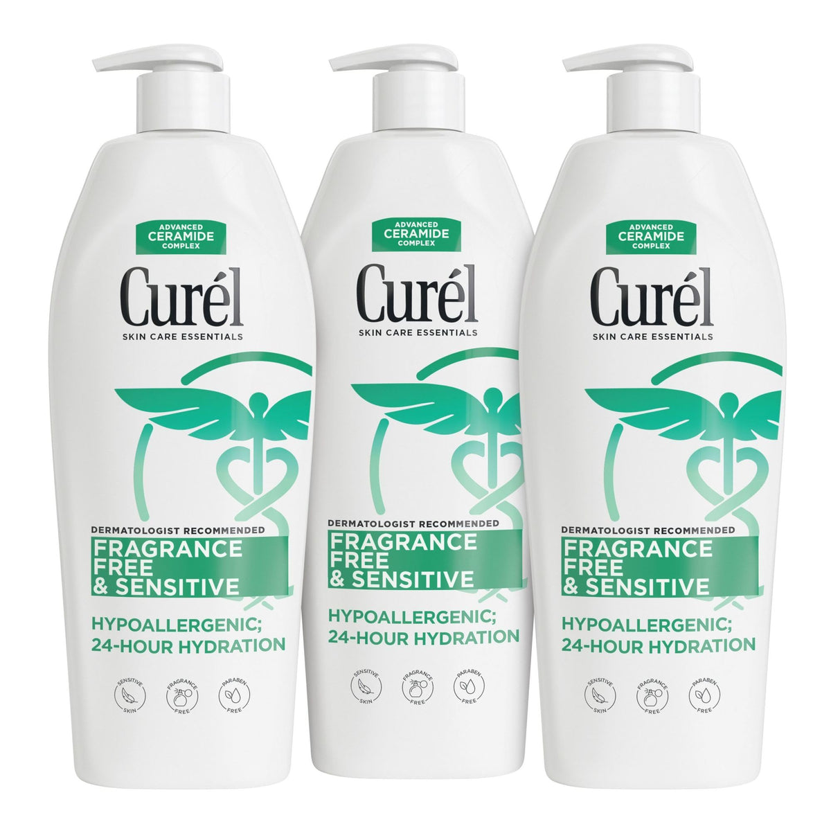 Curel Fragrance Free Lotion, Sensitive Hypoallergenic Lotion for Dry Skin, Dermatologist Recommended, 13 Oz, Pack of 3