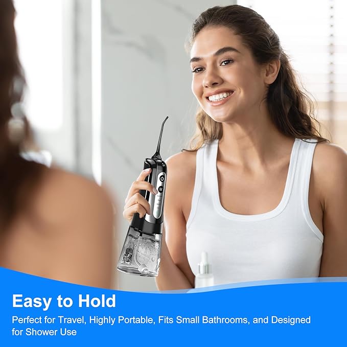 Water Dental Flosser Pick for Teeth: 4 Modes Cordless Portable Water Flossers Teeth Cleaner Rechargeable 300ML IPX7 Waterproof Oral Irrigator Flossing Cleaning Picks for Home Travel