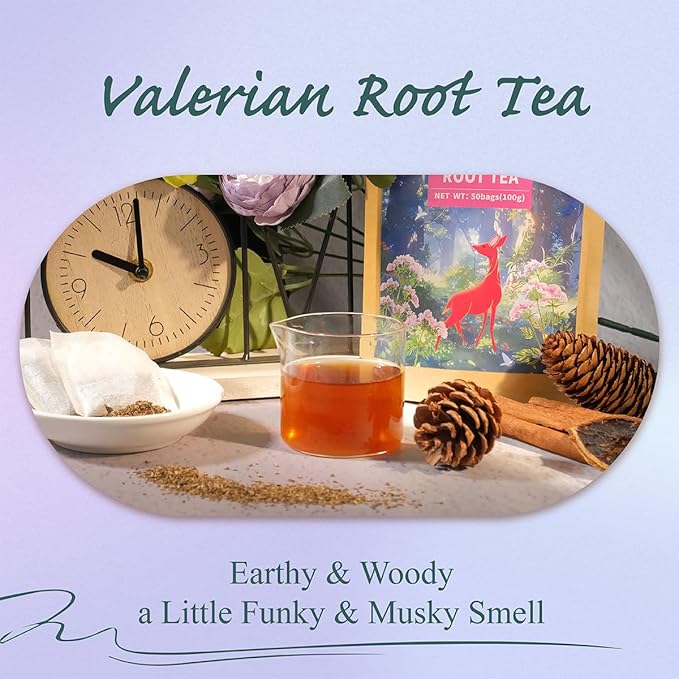 WT WEETEE Valerian Root Tea Bags, Made with Pure Valerian Root (Valeriana), 50 Count Earthy/Woody Herbal Tea Bags, Naturally Caffeine-free