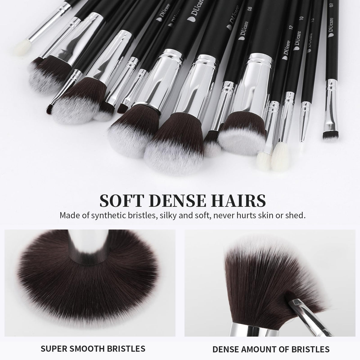 DUcare Makeup Brushes with Travel Bag 15Pcs Makeup Brush Set