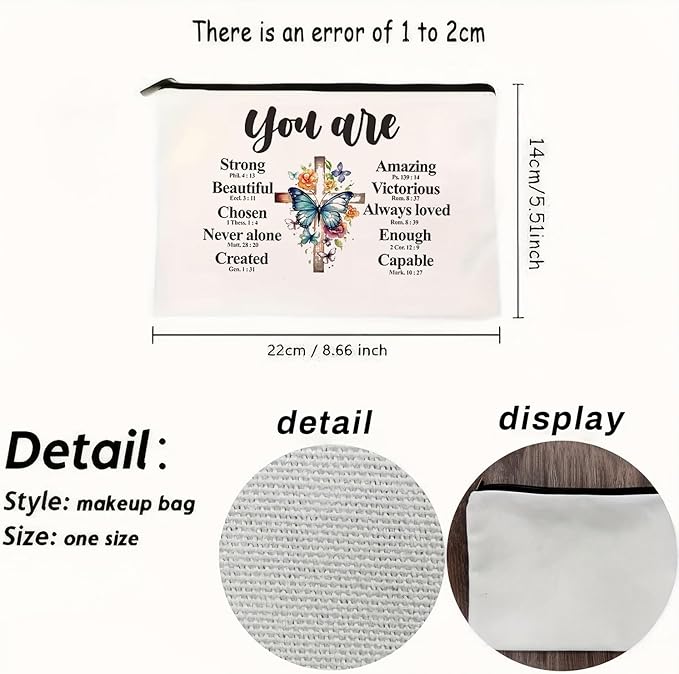 GRITOSE Small Cosmetic Bag for Women，Encourage Makeup Bag for Girls，Surprise Gift Birthday Gift for Friend Student，Blue Butterfly designs White Nurse Cosmetic Travel Pouch
