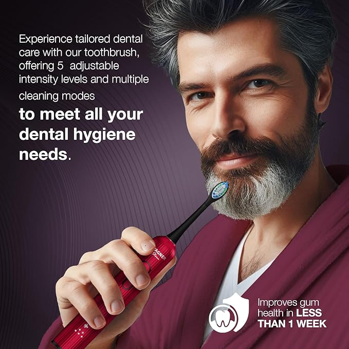 Wagner Stern VibroWave Plus Oscillation & Vibration Sonic Electric Toothbrush with 4 Brush Heads. IPX7 Waterproof.