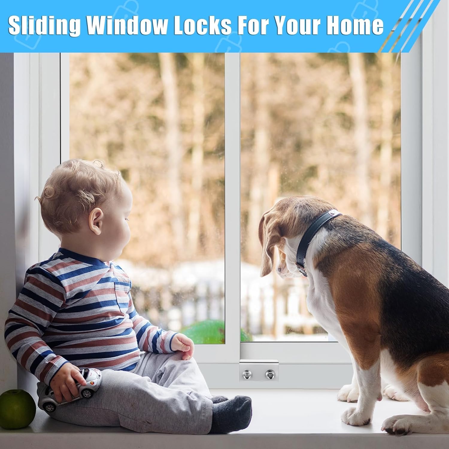 HYIEOU Sliding Window Locks (6 Sets), Secure Window Lock with Key, Window Locks for Up and Down Windows & Horizontal Sliding Windows, Adjustable Window Lock, Sturdy and Durable, Does Not Deform.